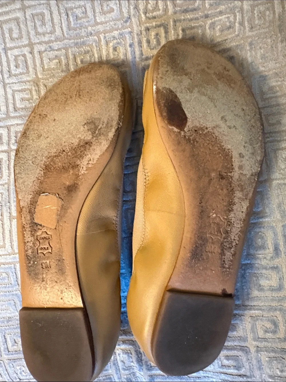 Tory Burch Camel Leather Logo Bow Flats